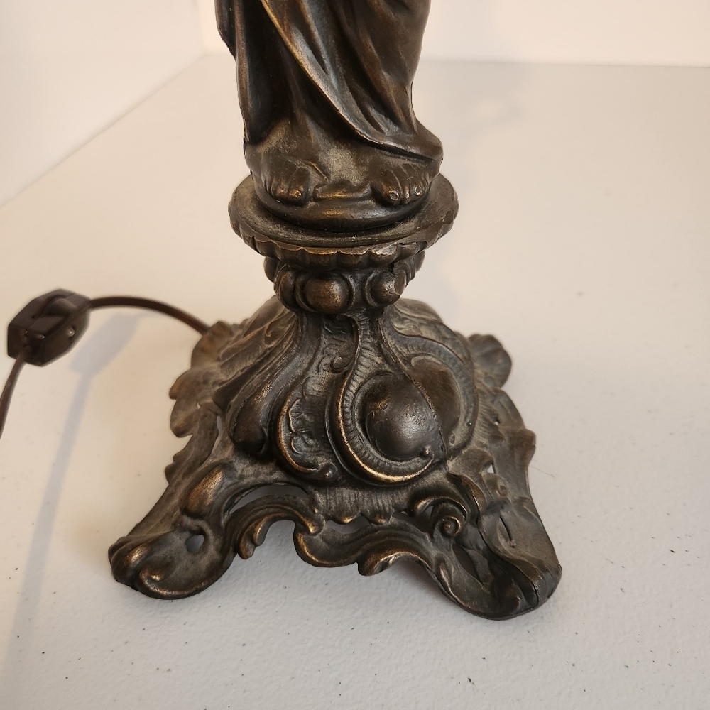 Neo-Classical Style Figural Statue Table Lamp Bronze Tone 15" Vintage Art Deco - Picture 9 of 11